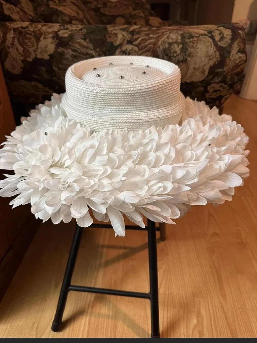 Feather Pill Box Style Hat